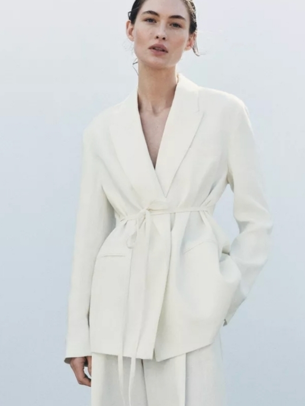 Zara Linen Blend Blazer ZW Collection